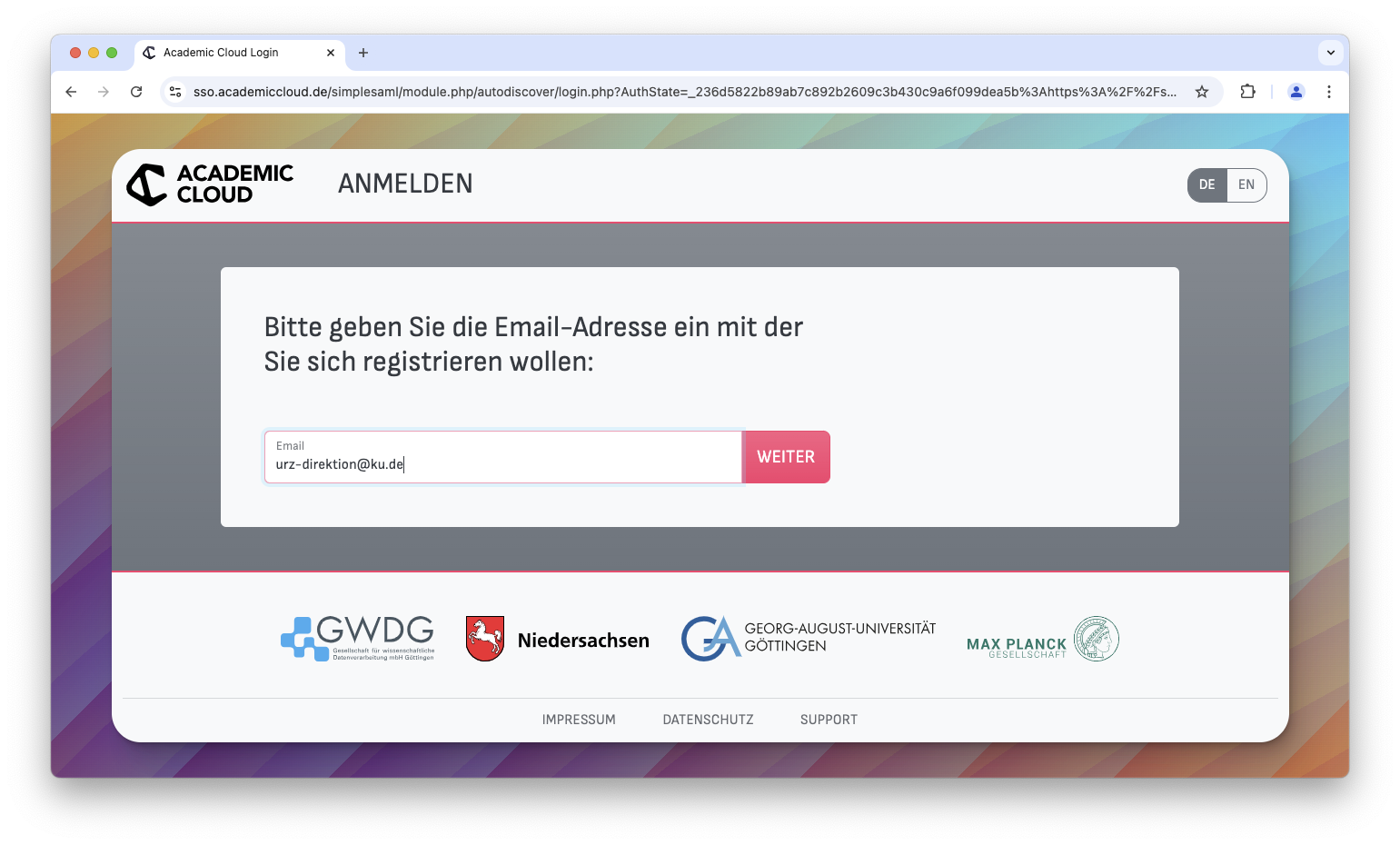 Academic Cloud - Academic ID - Registrierung
