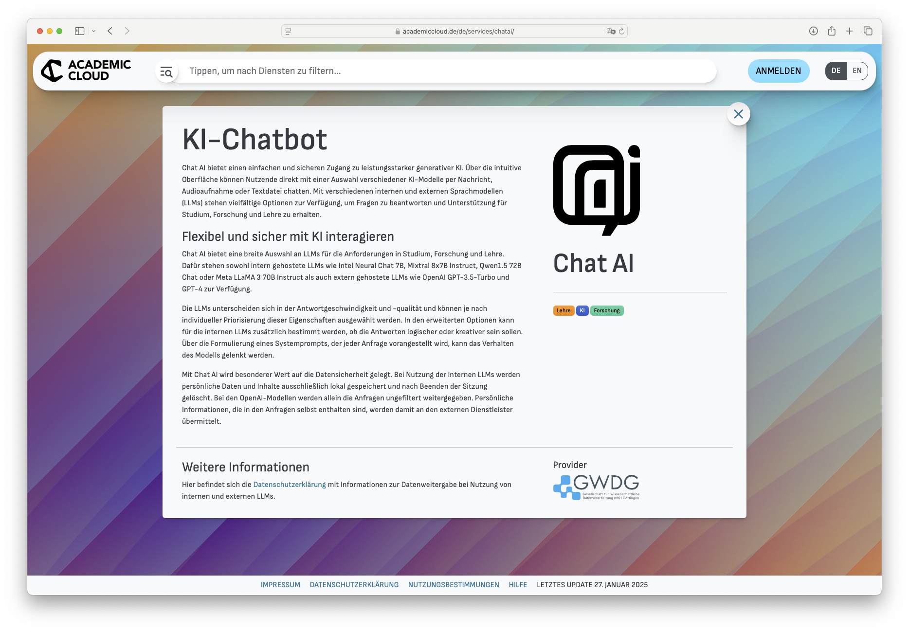 Academic Cloud - Chat AI