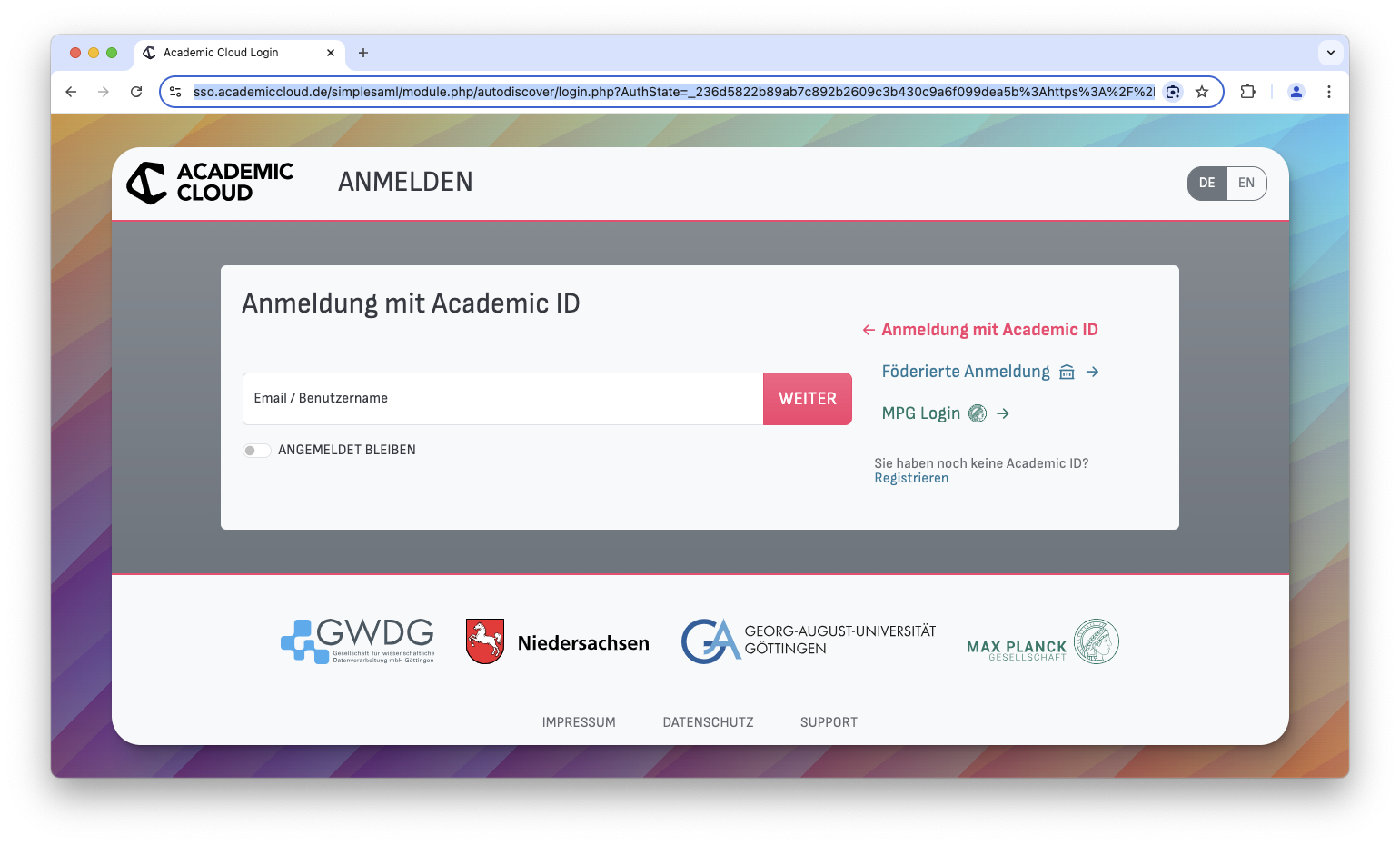 Academic Cloud - Login
