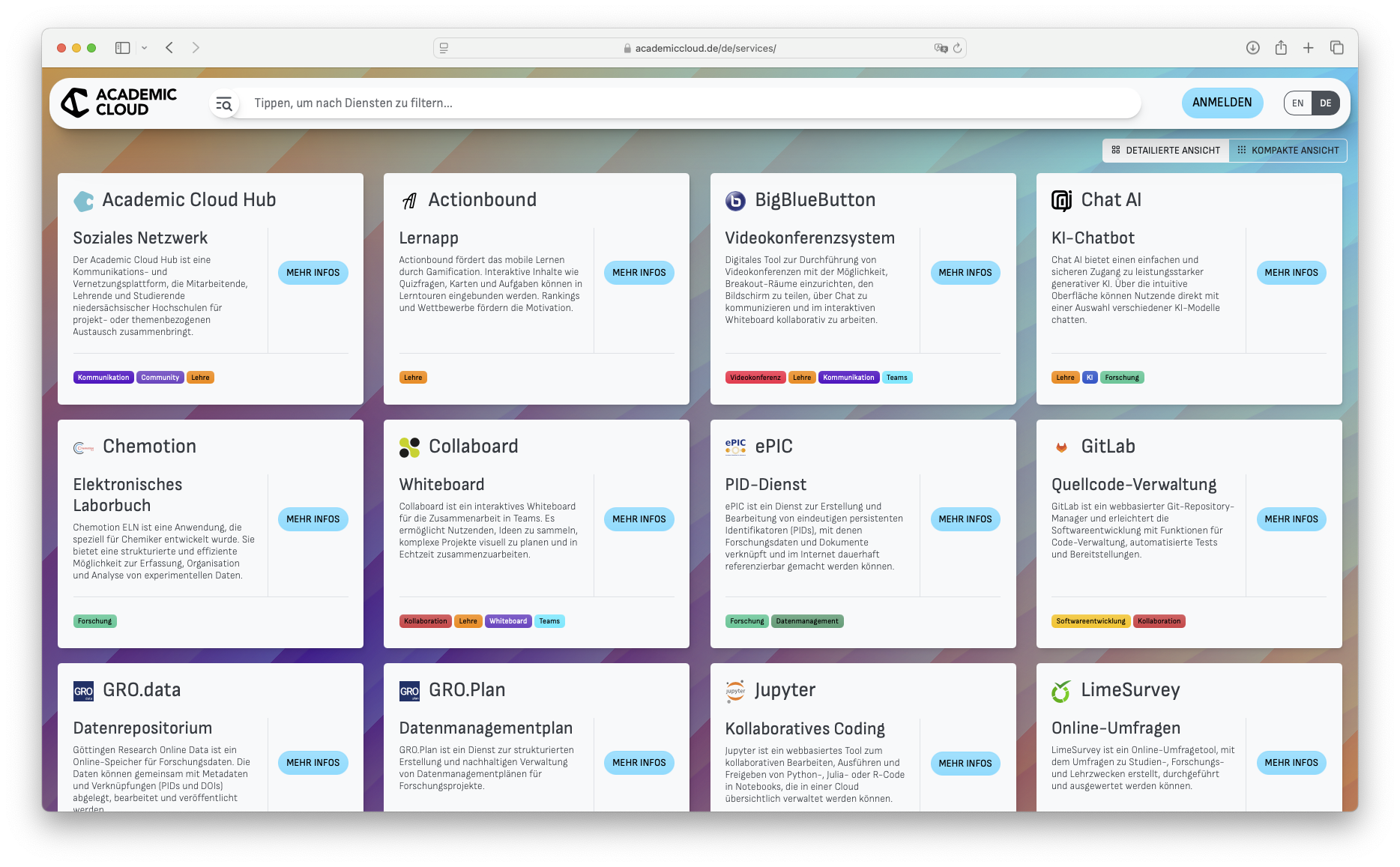 Menü Academic - Services Detail