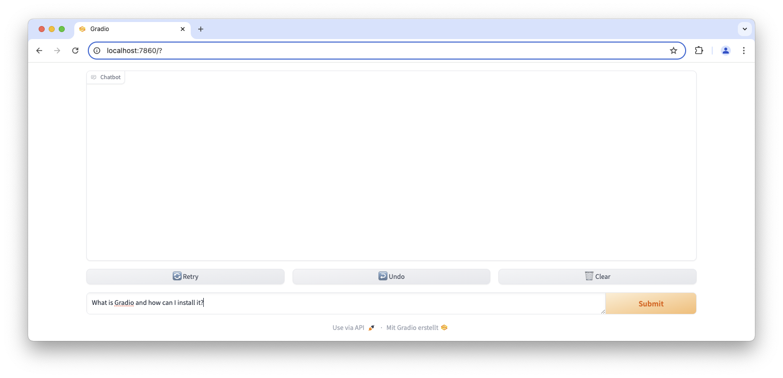 Gradio Chatinterface - nur Eingabe
